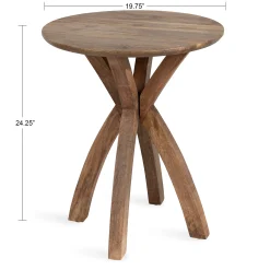 Alternative view of Kate and Laurel Soleyn Mid-Century Round Wood Side Table, 20 x 20 x 25, Natural, Decorative End Table with Boho Style for Use as Bedroom Nightstand or Living Room Accent