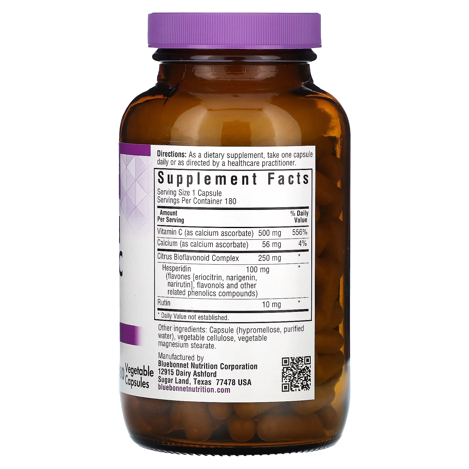 Bluebonnet Nutrition Buffered Vitamin C, 500 mg, 180 Vegetable Capsules - Image 2