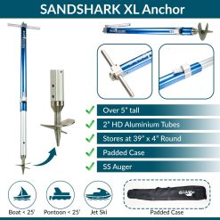 Alternative view of Ultimate XL Boat Sand Anchor by SandShark. Adjustable, Folds Up for Compact Storage. Screw Auger Design Holds & Protects Boats and Pontoons. Secures in Shallow Water, Beach, Sandbar w/Case