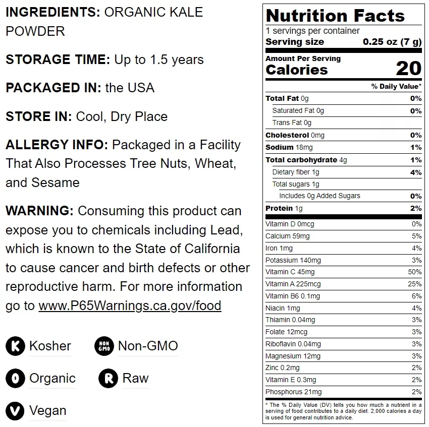 Organic Kale Powder, 14 Pounds ?? Non-GMO, Kosher, Raw, Vegan ?? by Food to Live - Image 7