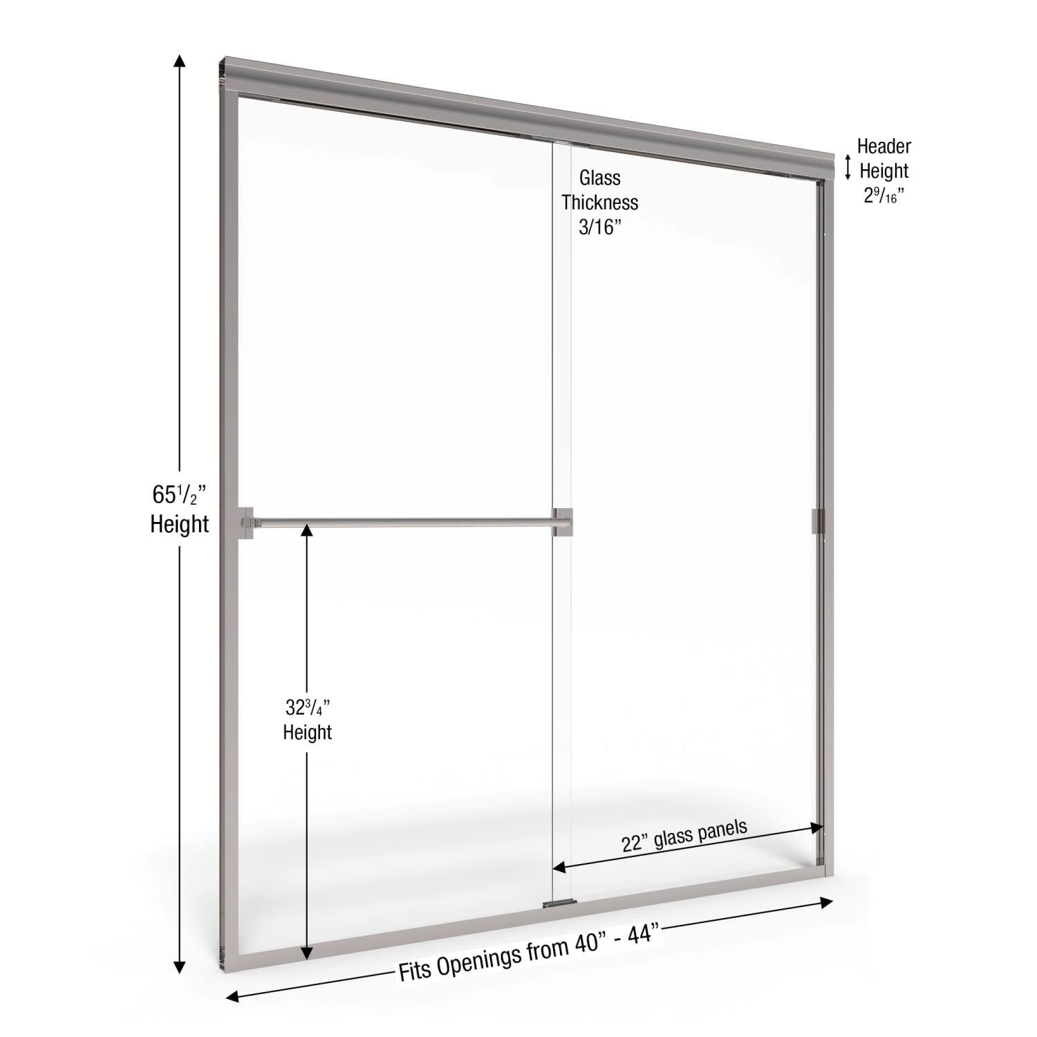 Basco 3500-44SRN Classic 64-1/2×22 High x 44×22 Wide Bypass Framed Shower Door with Silver - Image 8