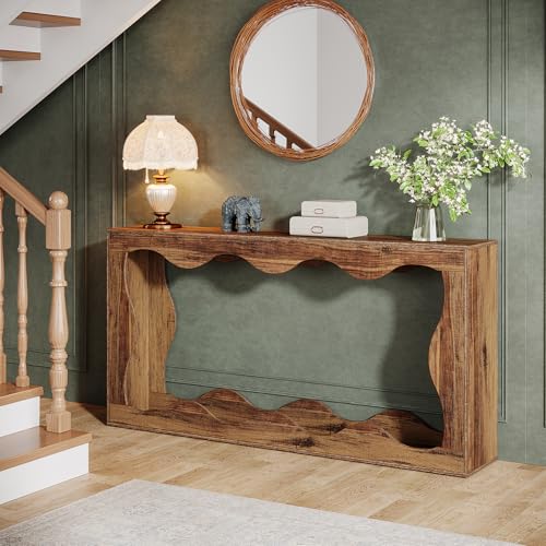 Tribesigns 63 Inches Farmhouse Console Table with Storage, Couch Table Behind Sofa, Long Entryway Sofa Station, Narrow Console Stand, Hallway Stand for Entryway Living Room, Brown - Image 4